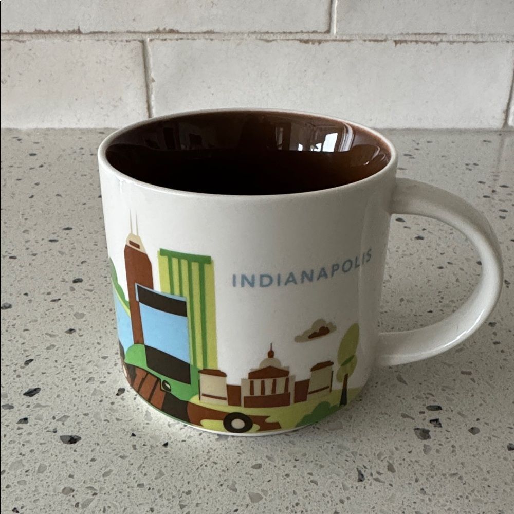 Starbucks You Are Here Collection 2015 INDIANAPOLIS Mug Brown Interior 14oz NWOT